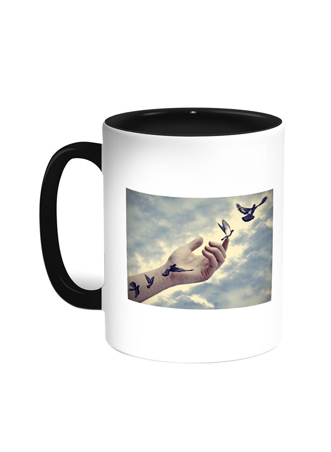 Decalac Freedom Of Birds Printed Coffee Mug Black/White