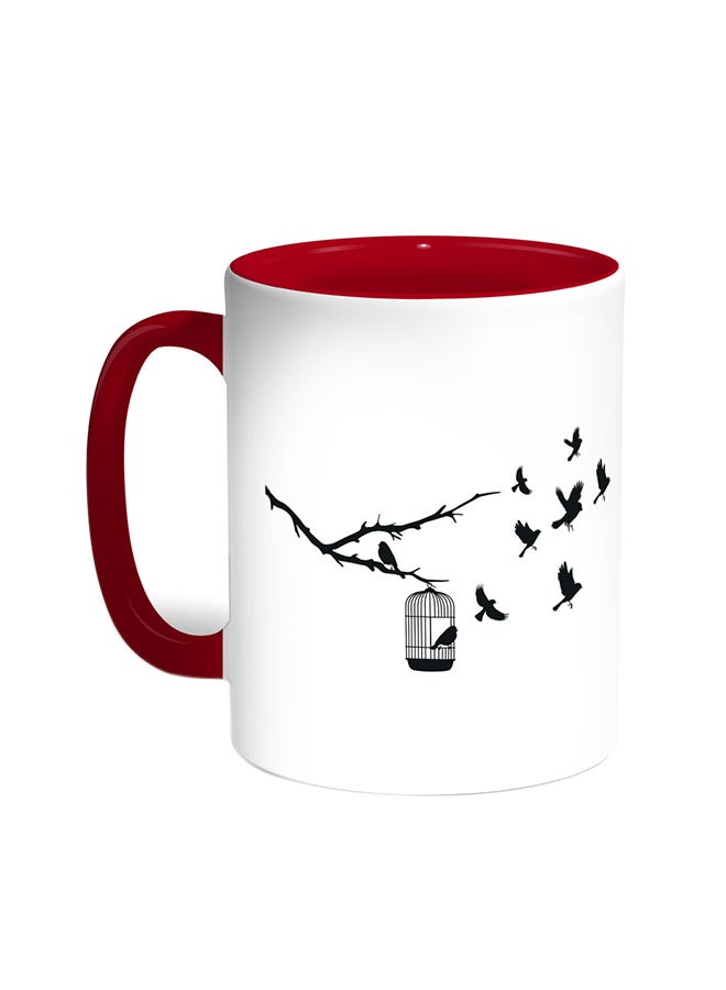 قدح قهوة - فريدوم أوف بيردس أحمر/أبيض
