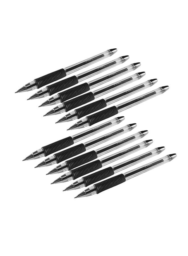 بايلوت 12 قطعة من أقلام الحبر الجاف كروي الرأس نوع BPS-GP أسود/ شفاف/ فضي