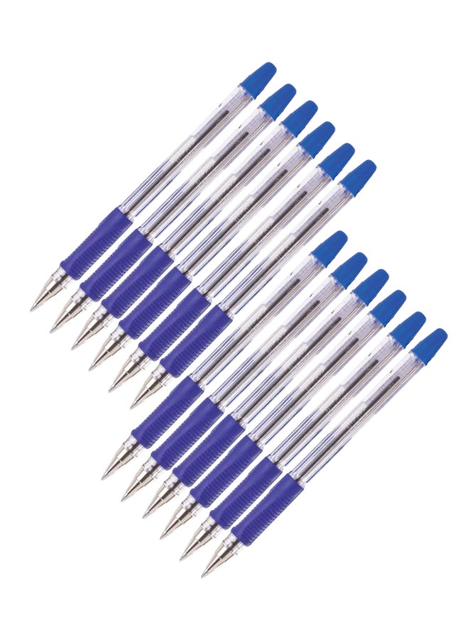 بايلوت 12 قطعة من أقلام الحبر الجاف كروي الرأس نوع BPS-GP أزرق/ شفاف/ فضي