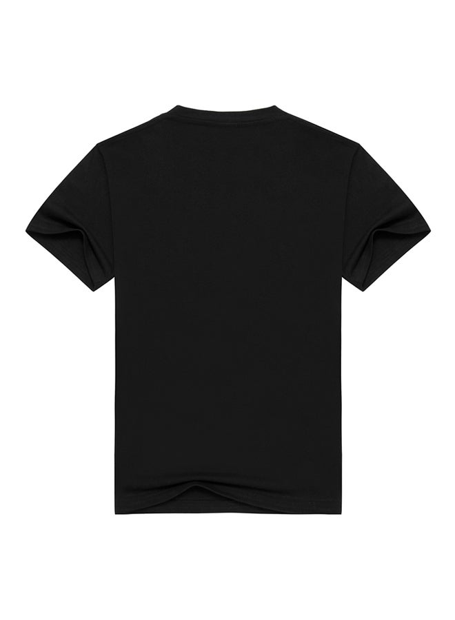3D Print Round Collar Cotton T-shirt Black  - Image 2
