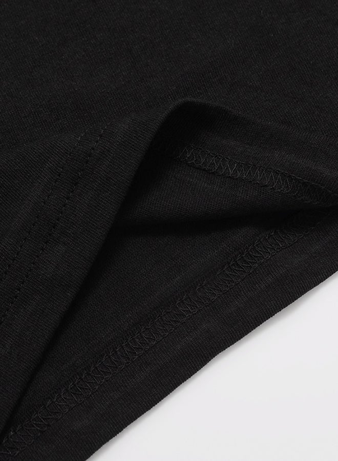 3D Print Round Collar Cotton T-shirt Black  - Image 3