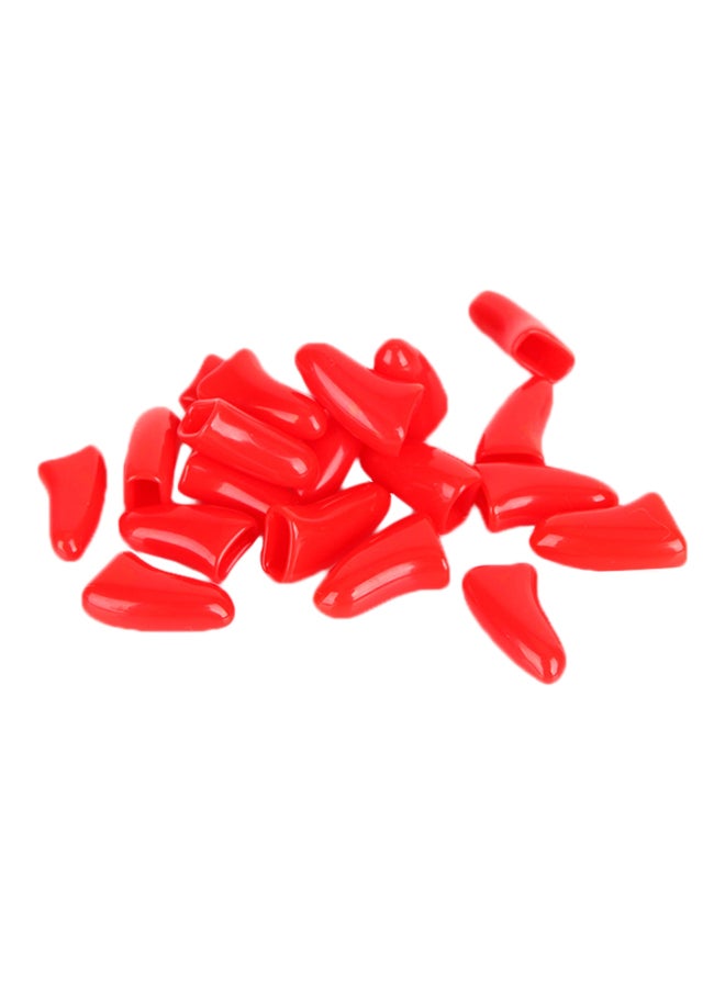 بلولانز طقم أظافر صناعية بطبعة كلب وقط مكون من 20 قطعة أحمر Large