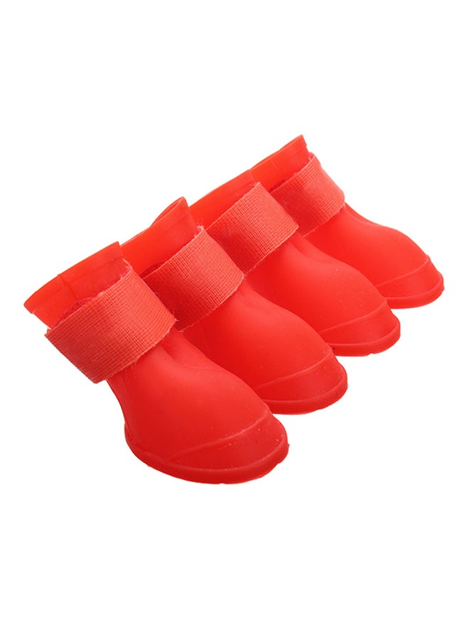 Bluelans 4-Piece Dog Waterproof Rain Boots Red Medium - Image 1