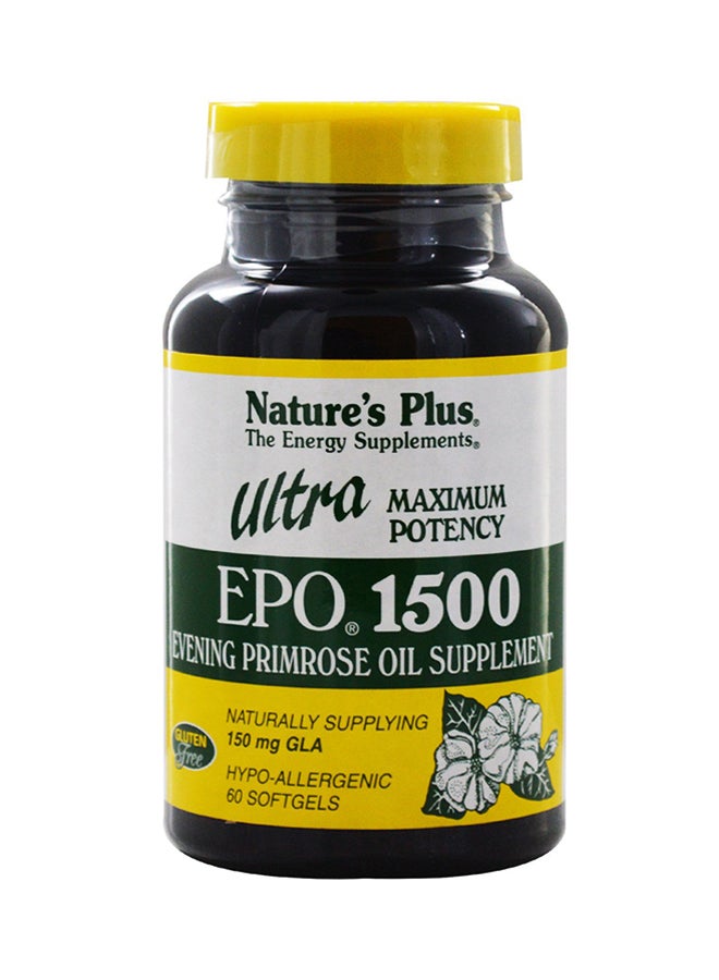 Natures Plus Ultra EPO 1500 Evening Primrose Oil Supplement - 60 Softgels - Image 1