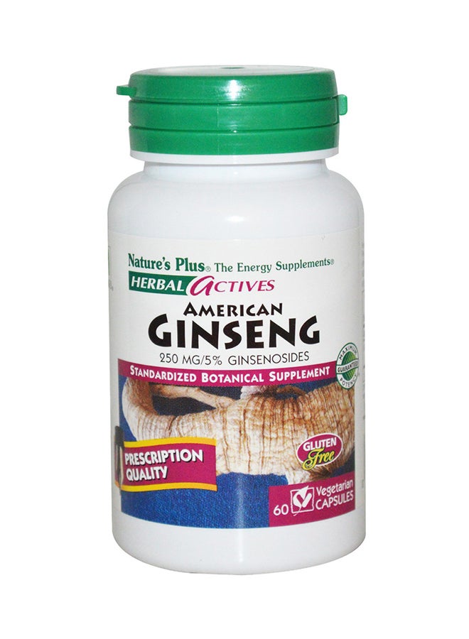 Natures Plus - Herbal Actives American Ginseng Vcaps - 60 Capsules - Image 1
