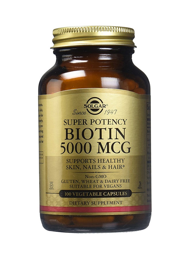 Solgar Super Potency Biotin-5000 Mcg-100 Vegetable Capsule - Image 1