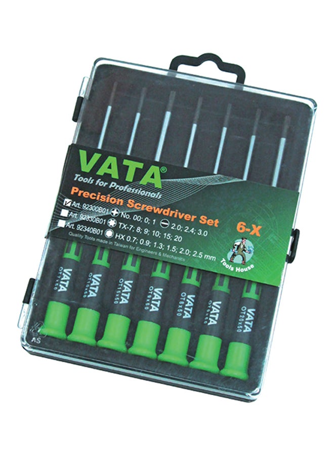 فاتا طقم مفكات دقيقة احترافية مكون من 6 قطع أسود/أخضر/فضي