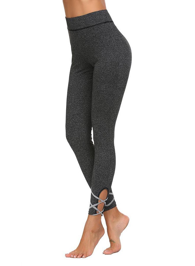 High Waist Slim Yoga Tights Grey  - Image 2