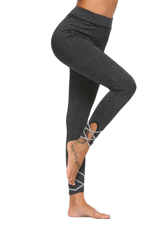 High Waist Slim Yoga Tights Grey  - Image 4