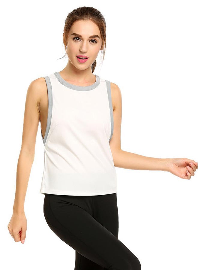 Side Open Loose Tank Top White