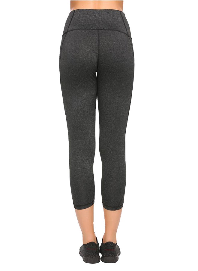Elastic Waist Stitching Yoga Pants Black  - Image 2