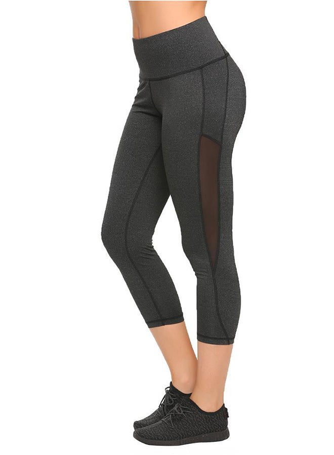 Elastic Waist Stitching Yoga Pants Black  - Image 3