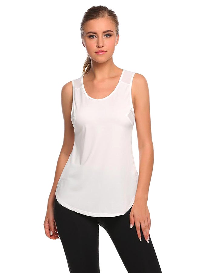 Sleeveless Round Neck Casual Top White - v1528353921/N14967100V_1