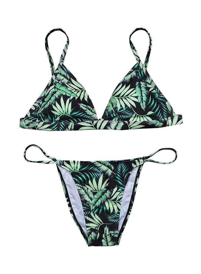 Floral Print Swimwear Set Dark Green - Image 1