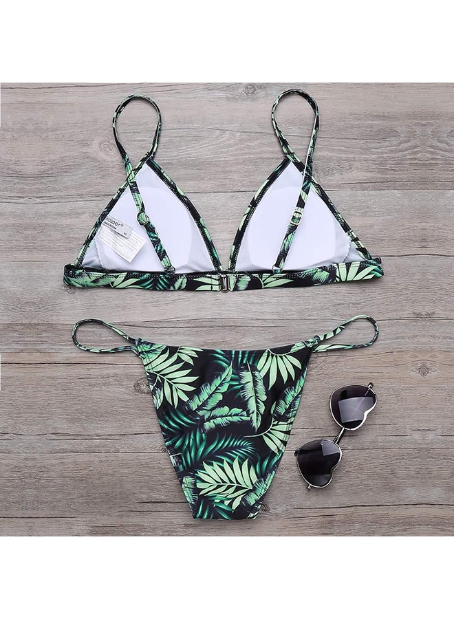Floral Print Swimwear Set Dark Green - Image 2