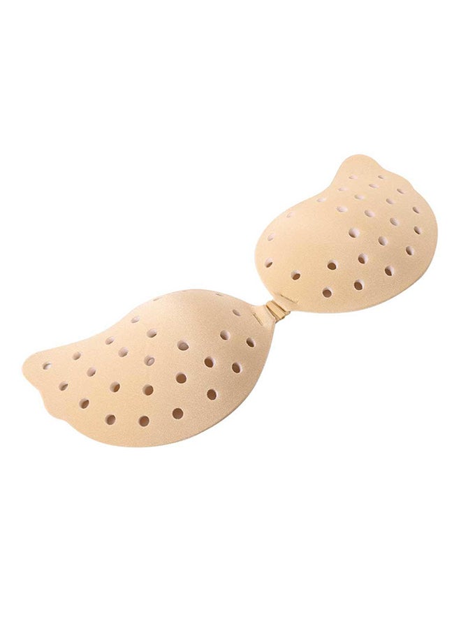 Strapless Seamless Self Adhesive Silicone Hollow Invisible Push Up Bra Beige 