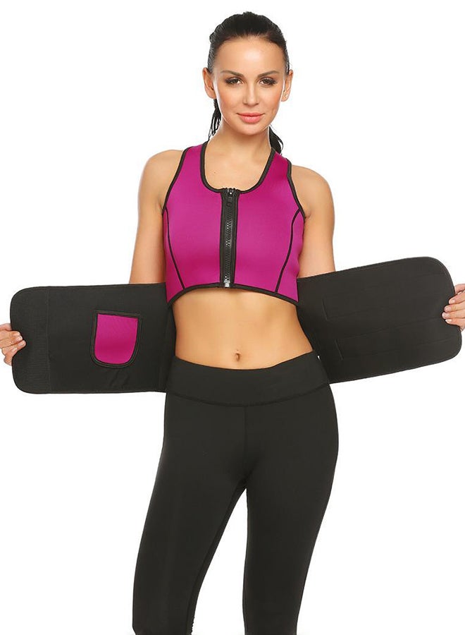 Vest With Adjustable Waist Cincher Trimmer Belt Rose Red - Image 2