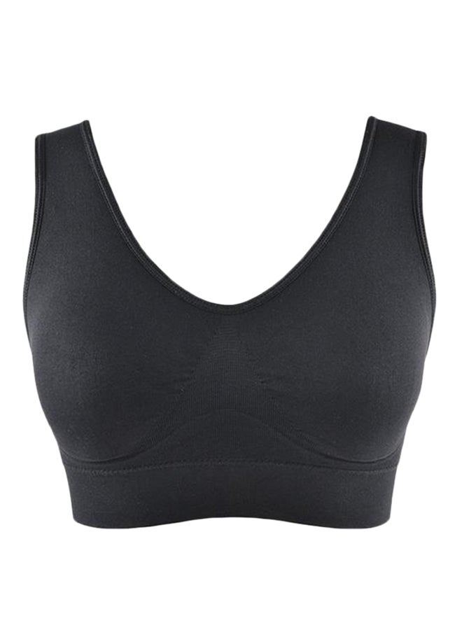 Yoga Crop Padded Seamless Bra With Removeable Pads Black