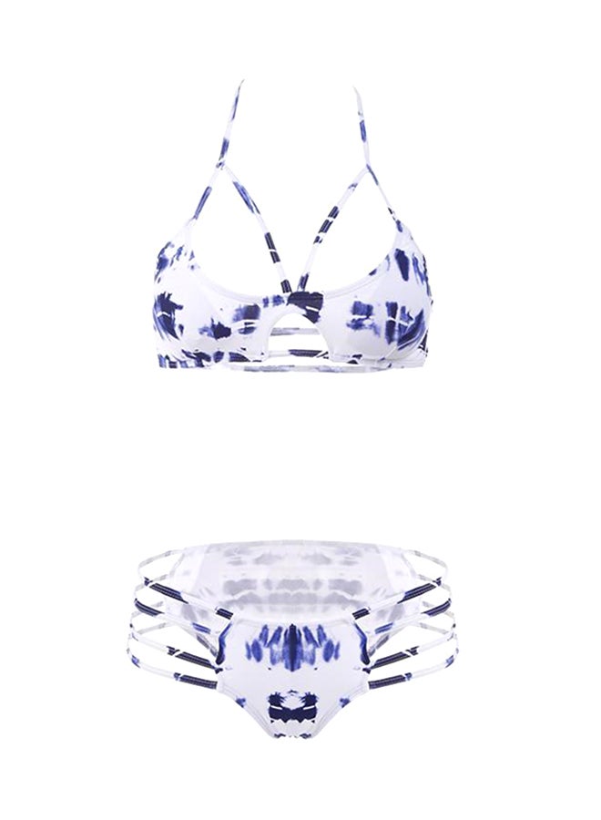 Round Neck Stretch Bikini Bra And Panty Set White  - Image 1