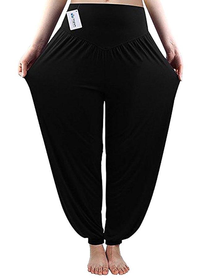 Yoga Fitness Running Gym Stretch Sports Lantern Wide Legs Pants Trousers Black  - Image 1