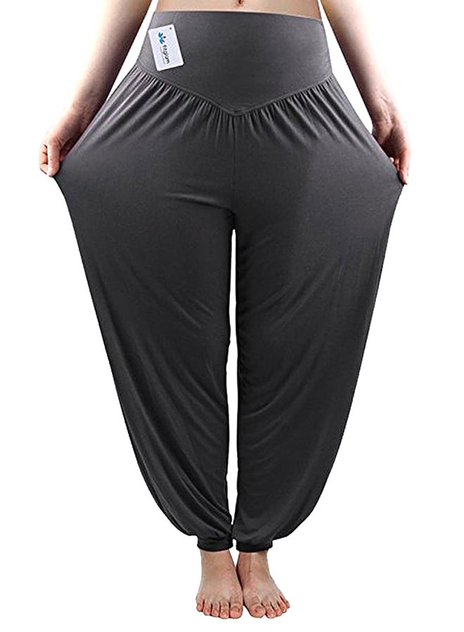 Yoga Fitness Running Gym Stretch Sports Lantern Wide Legs Pants Trousers Grey - Image 1
