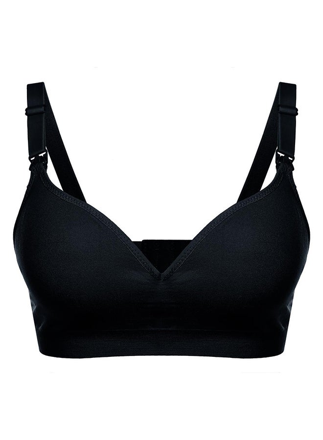 Adjustable Strap Nursing Maternity Bra Black  - Image 1
