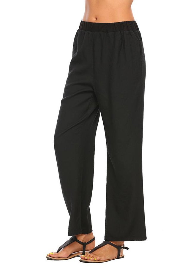 Pleated Front Wide Leg Pants Black - Image 1