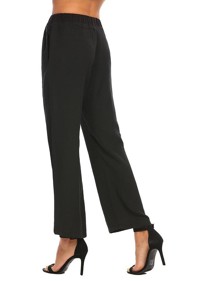 Pleated Front Wide Leg Pants Black - Image 2