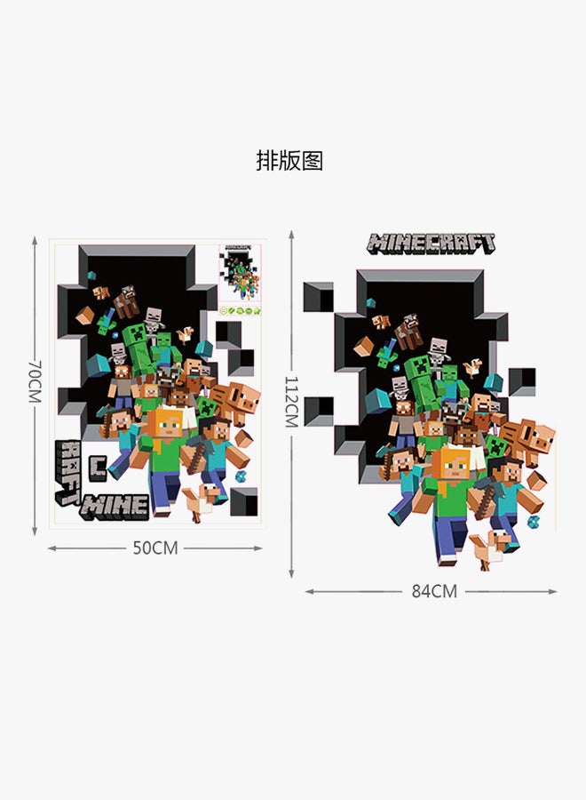 HOMEYAN - 3D Minecraft Creeper Waterproof Wall Sticker Multicolour 112x84cm - Image 1