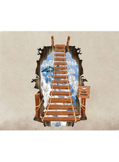 HOMEYAN 3D Broken Wall Aerial Ladder Wall Sticker Blue/Brown/White 60x90centimeter  - Image 1