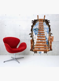 HOMEYAN 3D Broken Wall Aerial Ladder Wall Sticker Blue/Brown/White 60x90centimeter  - Image 3