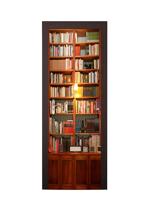 HOMEYAN - 2-Piece Book Shelf Door Sticker Set Brown/Yellow/Red 38.5x200x2cm - Image 1