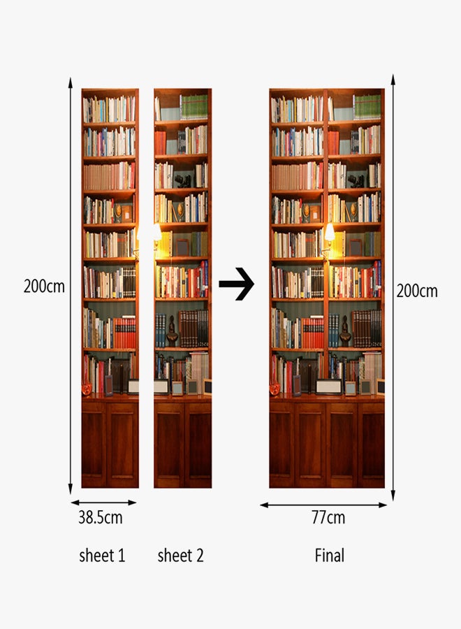 HOMEYAN - 2-Piece Book Shelf Door Sticker Set Brown/Yellow/Red 38.5x200x2cm - Image 1