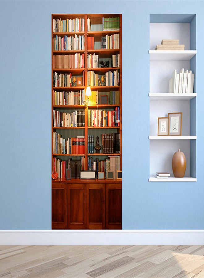 HOMEYAN - 2-Piece Book Shelf Door Sticker Set Brown/Yellow/Red 38.5x200x2cm - Image 1