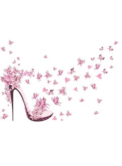HOMEYAN Polyvinyl Chloride High Heels Shoes Butterfly Wall Sticker Pink 45x60centimeter  - Image 1