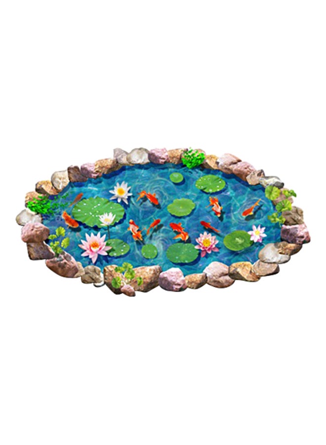 HOMEYAN - 3D Lotus Pond Floor Sticker Blue/Green/Pink 60x90centimeter - Image 1