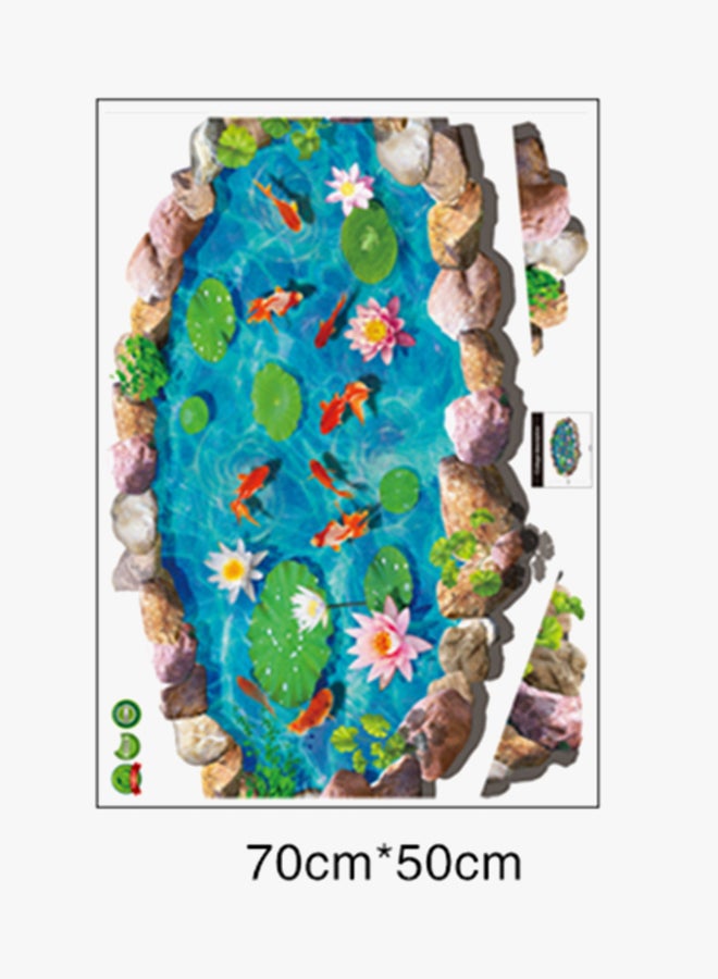 HOMEYAN - 3D Lotus Pond Floor Sticker Blue/Green/Pink 60x90centimeter - Image 1