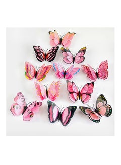 QiaoKai 3D Double Layer Butterfly Decorative Wall Sticker Pink/Black 70x50centimeter  - Image 1
