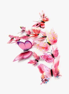 QiaoKai 3D Double Layer Butterfly Decorative Wall Sticker Pink/Black 70x50centimeter  - Image 2