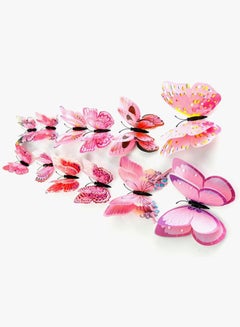 QiaoKai 3D Double Layer Butterfly Decorative Wall Sticker Pink/Black 70x50centimeter  - Image 3