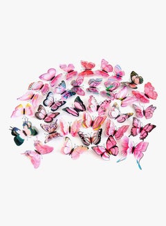 QiaoKai 3D Double Layer Butterfly Decorative Wall Sticker Pink/Black 70x50centimeter  - Image 4