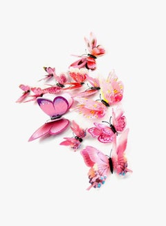 QiaoKai 3D Double Layer Butterfly Decorative Wall Sticker Pink/Black 70x50centimeter  - Image 5