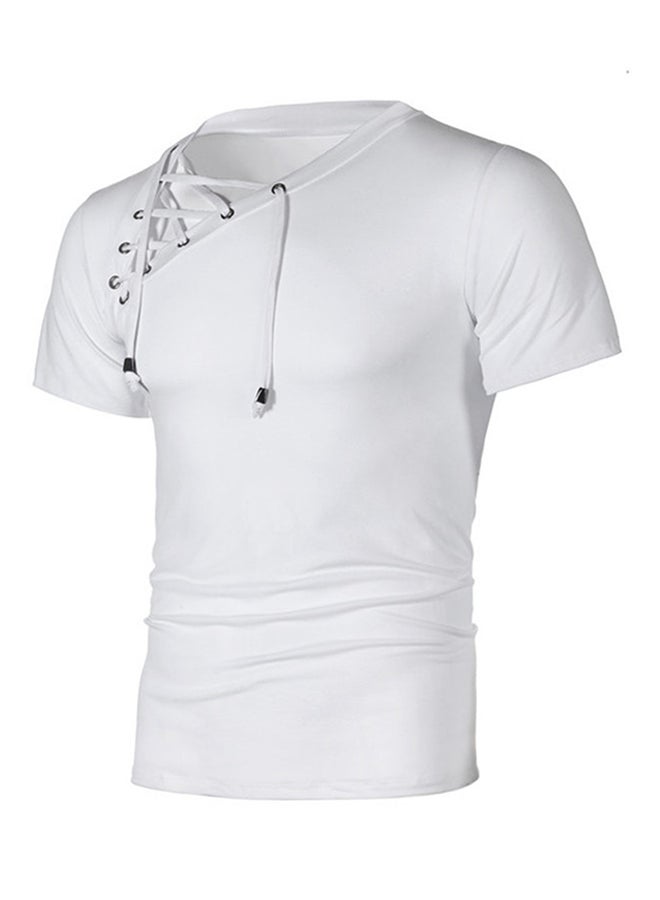 Lace Detail Short Sleeve Modal T-shirt White - v1528435699/N15106018V_1