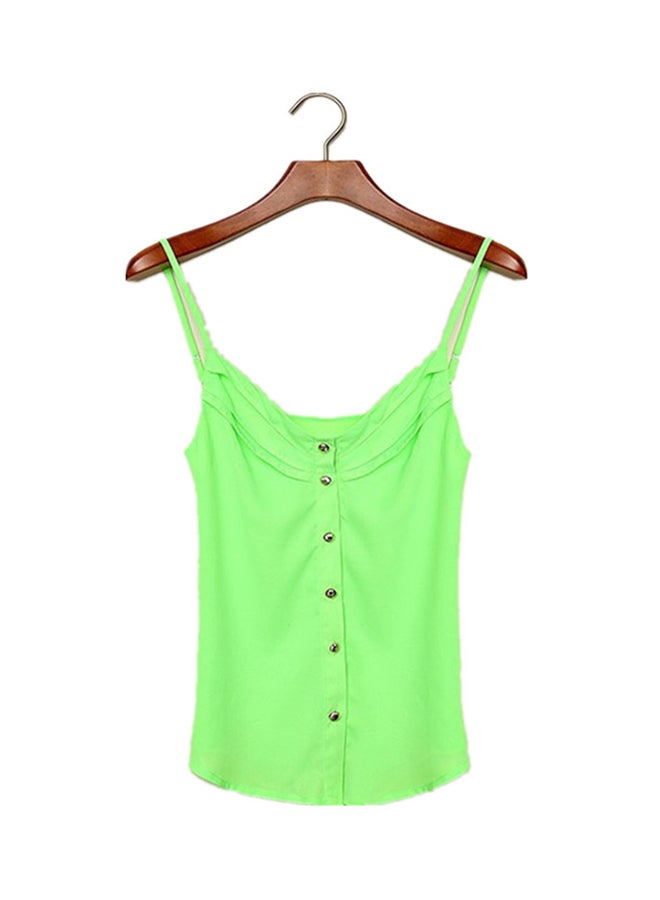 ALEOBONWAY - V Neck Candy Spaghetti Blouse Green - Image 1
