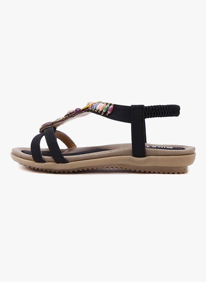 Rhinestone Leisure Stud Bohemian Sandals Black - Image 2
