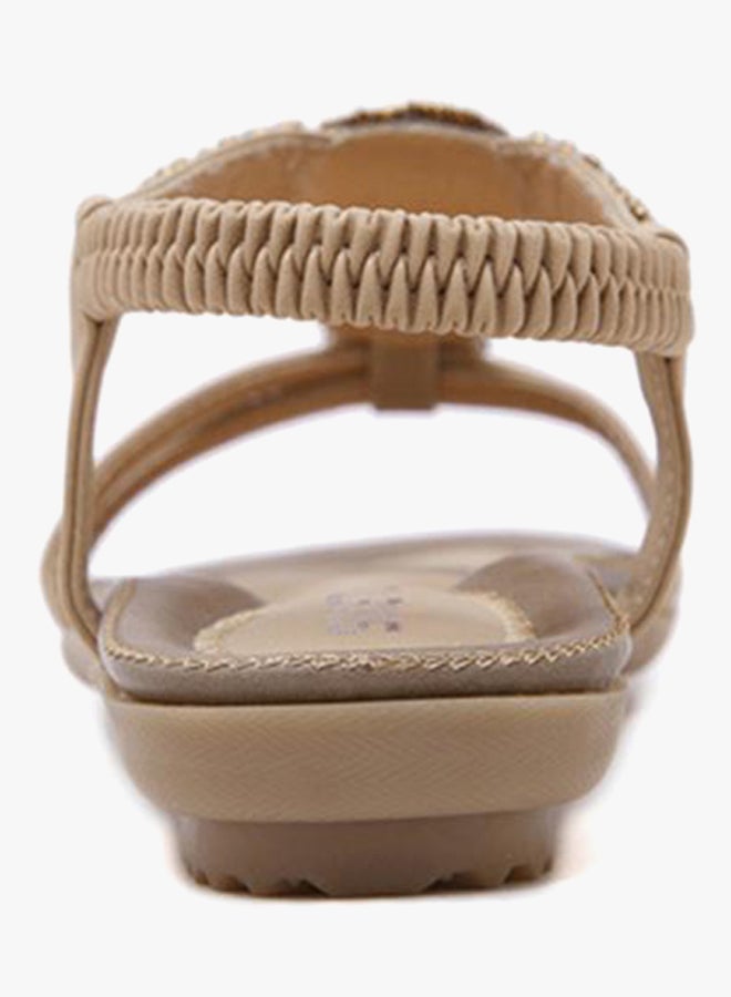 Rhinestone leisure Studded Bohemian Sandals Beige - Image 3