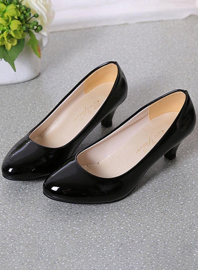 Leather Slip-On Pumps Black - Image 2