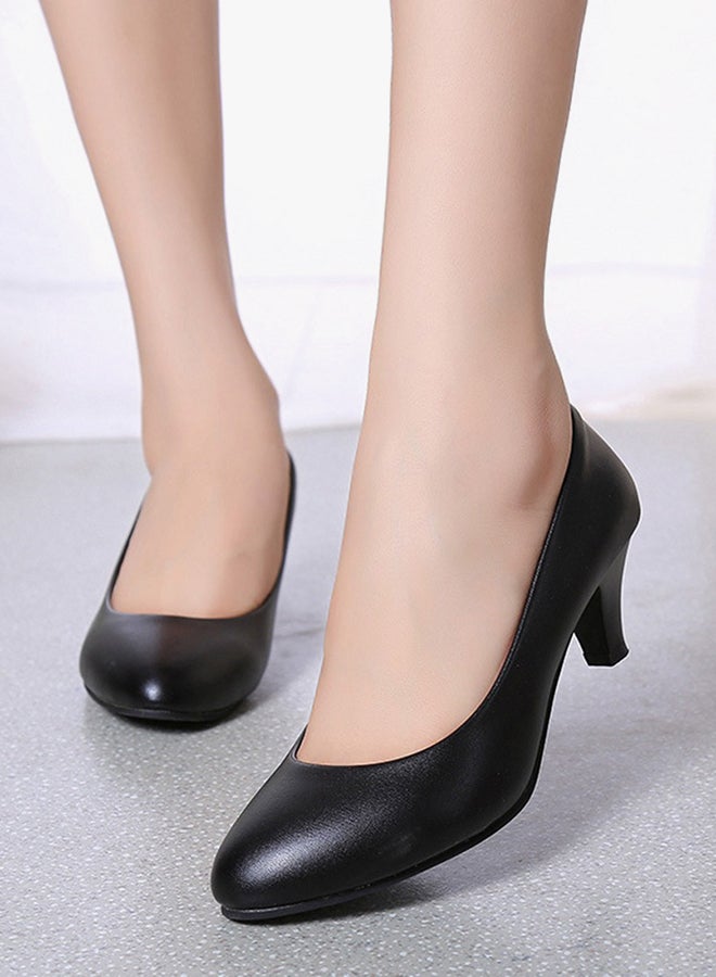 Leather Slip-On Pumps Black - Image 3