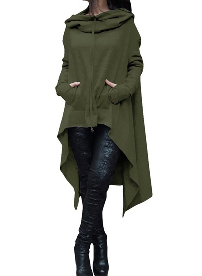 ALEOBONWAY - Long Sleeve Hooded Pullover Army Green - Image 1